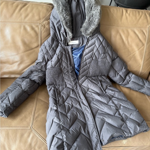 T Tahari Jackets & Blazers - T Tahari Gray Hooded Puffer Coat